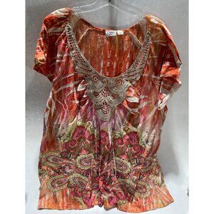 Cato Woman Paisley Print Top Size 22/24W Short Sleeve